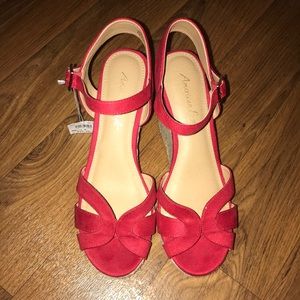 Red strapy wedges